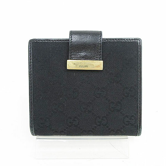 Gucci Double Hook Wallet Black GG Canvas - Picture 1 of 10